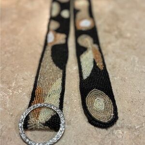 Elegant Beaded Black and Tan Belt